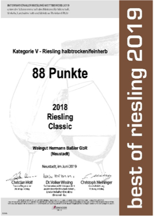 Urkunde Riesling Classic 2018